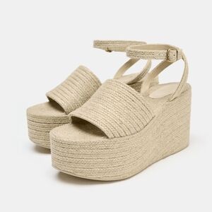 Zara Beige Wedge Sandals